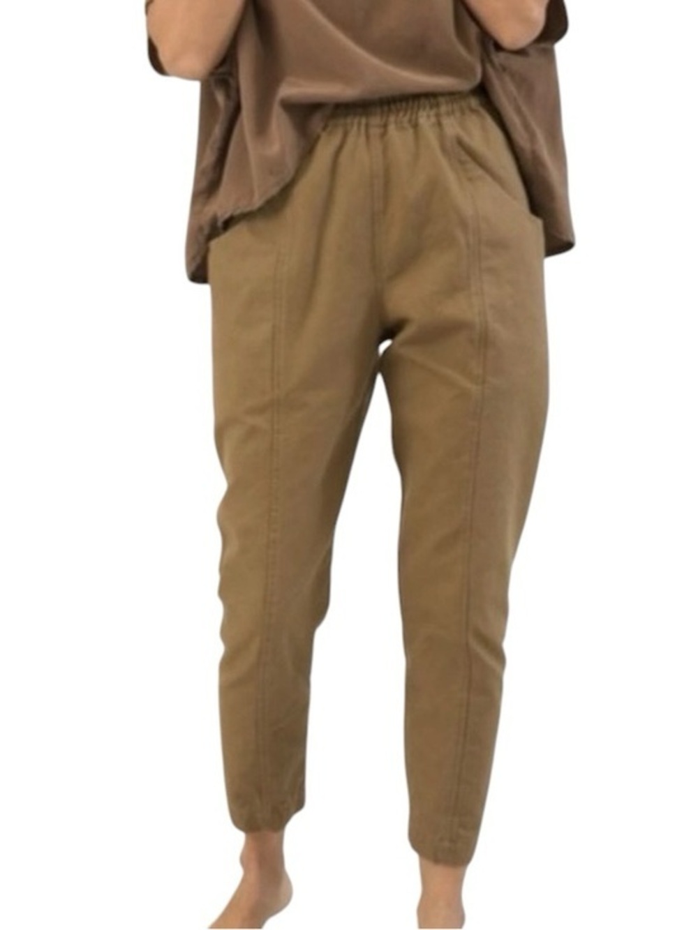 Elizabeth Suzann Clyde Work Pants 2 Tall Canvas Tan Organic Cotton Utility